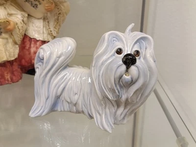 Cacciapuoti / Righetto - Statuina di Cane Maltese in Porcellana Art Déco Raro - Immagine 1 di 4