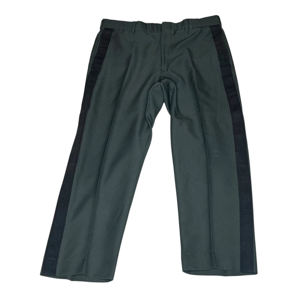 Vintage 1970s US Army Pants Mens Class A Officer Serge Green Black Braid W36xL28 - Image 1 of 4