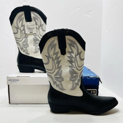 Arizona Jean Co. Botas de Vaquero Maybrook Para Mujer Tacón Bloque, Negro/Blanco, Talla 8M Foto 1 de 4