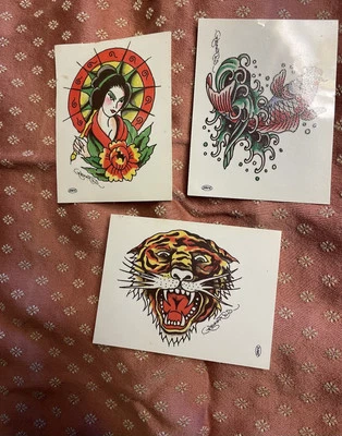 Lote Oficial de Tatuajes Temporales Ed Hardy Estilo Americana/Ukioyo Tigre, Pez Foto 1 de 2