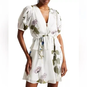 Ted Baker Jaliyaa White Floral Mini Dress - Picture 1 of 11