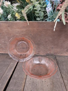 Vintage 1930s Jeannette Glass Cherry Blossom Pink Depression Glass Sm Bowls (2) - Picture 1 of 9