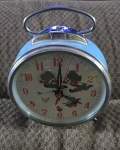 Vintage weiße Taube Aufziehwecker seltene Teddybären mit Datumsanzeige - Bild 1 von 4