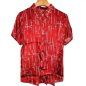 Camicia donna seta taglia M manica corta top in raso con bottoni SCK223 - Foto 1 di 3