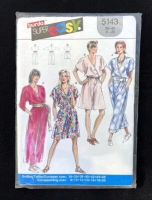 Burda 5143 Jumpsuit 3 Versions Easy Wear/Easy Sew 1990's Pattern size 8-20 Uncut - Image 1 of 2