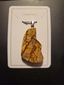~  Beautiful Picture Jasper Pendant Healing Stone Wicca Pagan 1.5" - Picture 1 of 1