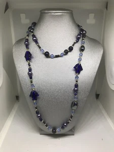 30 Inch Glass Bead Shades Of Blue And Purple Fabulous Feels Good - Picture 1 of 1