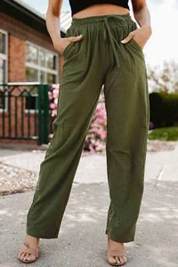 Casual High Waist Solid Color Wide Leg Pants - Picture 1 of 41