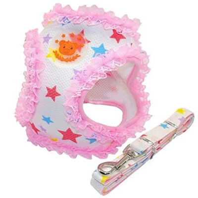 PrettyPet Pink Lace Padded Mesh Harness and Leash Set Size Large - Image 1 of 3