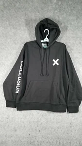 Collusion Men Sz XL Logo Hoodie Black NWOT Pouch Branded Taping Relaxed Casual - Picture 1 of 8