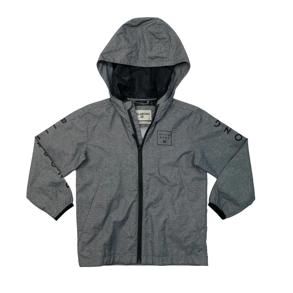 Billabong Jacket Boys M Medium Gray Transport Full Zip Hooded Windbreaker - Image 1 of 4