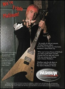 Kid Rock Band's Jason Krause Washburn Pop Top Korina PT Series guitar ad print - Picture 1 of 3