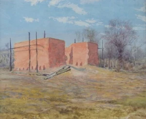 Thomas Bancroft PAFA Eakins Pupil PA Artist c1920 Adobe Pueblo Painting Taos NM? - Picture 1 of 12