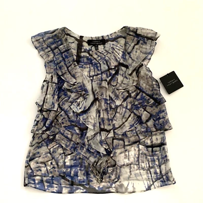 Blusa sin mangas Robert Rodriguez con volantes de seda con estampado de animales en capas 2 0 XS $265 NUEVA CON ETIQUETAS Foto 1 de 4