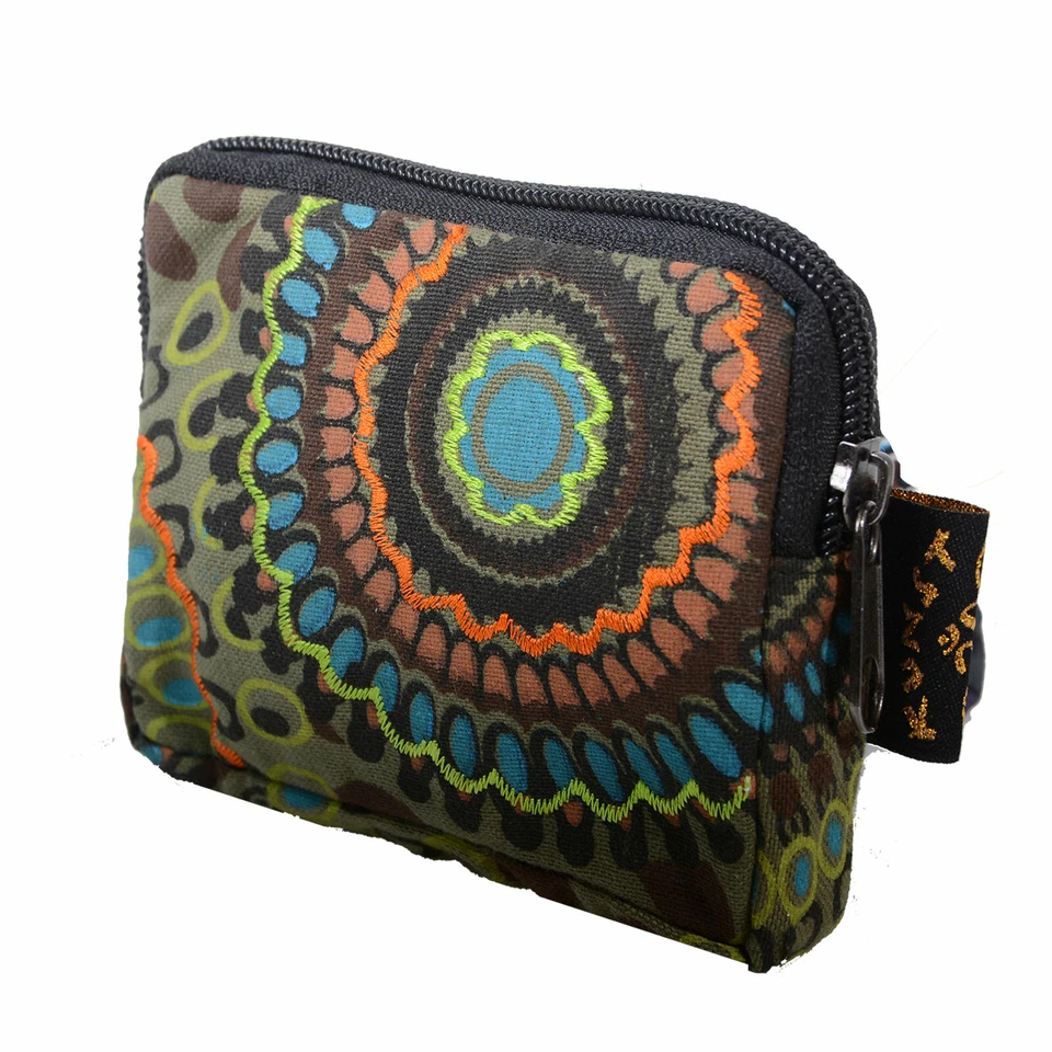 Kunst und Magie Bunter Geldbeutel Kulturbeutel aus Baumwolle Goa Hippie Ethno