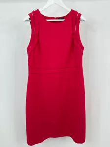 ANN TAYLOR Womens NWT $149 Size 12 berry Eyelet Ruffle Doubleweave Sheath Dress - Picture 1 of 4
