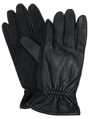 Isotoner Smartouch Men Black Stretch Leather Touchscreen Tech Gloves - Image 1 of 2