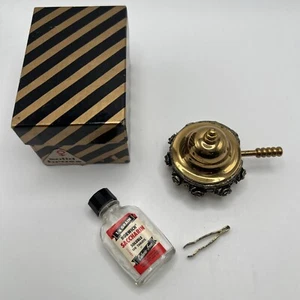 Vintage Saccharin Server Floral Dish Gold Tone Rose Tongs Bottle And Box - Picture 1 of 11