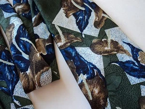 Carlo Palazzi Milan Italy Mens Neck Tie Blue Green Brown Floral 3.75" x 57" - Picture 1 of 5