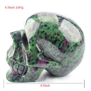 4.7'' Natural RUBY ZOISITE Carved Crystal Skull,Super Realistic,Crystal Healing - Picture 1 of 10