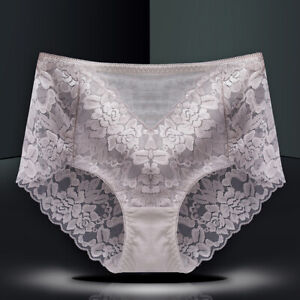 Women High Waist Briefs Knicker Tummy Control Underwear Lace French Panties US