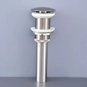 Brushed Nickel Round Cap Pop UP Sink Basin Waste / Drain Without Overflow Gsd072 - Picture 1 of 7