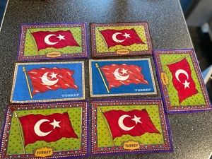 7 Vintage TOBACCO SILKS FLAGS (TURKEY) 1915 - Picture 1 of 3