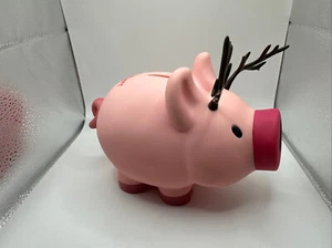 Old Navy Rentier SPUCKSACK Weihnachten Schwein rosa mit braunem Geweih Nase öffnet - Bild 1 von 6