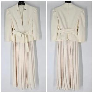 Karen Millen NEW Tailored Belted Blazer Midi Dress in Ivory Size US 4 - Picture 1 of 9