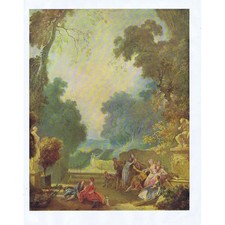 JEAN-HONORE FRAGONARD A Game of Hot Cockles - Vintage Print 1944