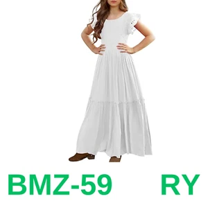 MITILLY Girls Lace Flower Ruffle Sleeve A-Line Swing Wedding Party Long Maxi, 10 - Picture 1 of 4