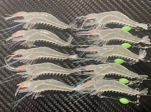 10 x Soft Plastic Fishing Tackle Prawn Lure Shrimp Flathead Bream Bass Cod Lure - Picture 1 of 11