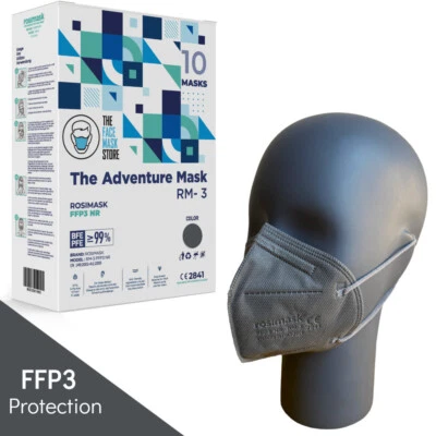Grey Adults FFP3 Face Mask | Ear Loops Reliable Protection by The Adventure Mask