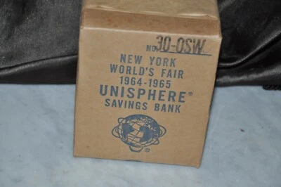 Vtg 1964-65 New York World's Fair Plastic Unisphere Globe Bank NEW IN SEALED BOX - Image 1 of 4