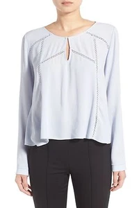 ASTR the Label Langarm Bluse Top Gr. S hellblau Spitzeneinsätze luftig Schlüsselloch - Bild 1 von 4