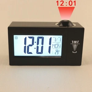 Projection LED Alarm Clock LED Ceiling Projection Snooze Temperature Date Day - Picture 1 of 8