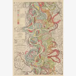 Cinturón de meandro del río Mississippi, mapa geológico de Harold Fisk, 1944- 7 de 15 - Imagen 1 de 12