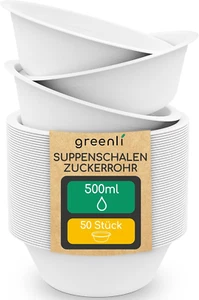 Greenli® Einweg Suppenschalen 500Ml - Nachhaltige Einwegschalen Aus Zuckerrohr – - Bild 1 von 12