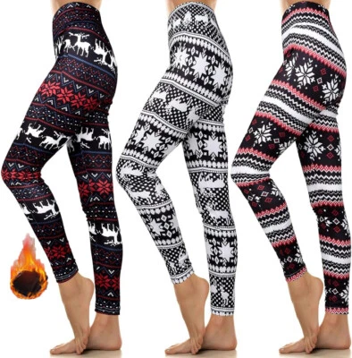 Mujer Invierno Polar Forrado Grueso Cálido Leggings Cálido Aislado Pantalones de Navidad Foto 1 de 4