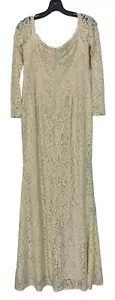 NEW PinkBlush Lace Off Shoulder LS Maternity Maxi Dress Sz L Ivory Women’s - Picture 1 of 14