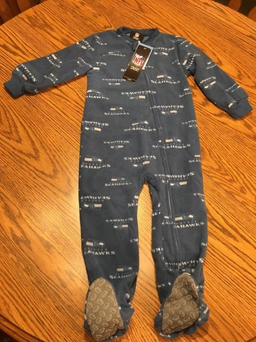 Seattle Seahawks NFL One-Piece Baby Fleece Pajamas Sleeper, Size 18 Months - NWT Cover