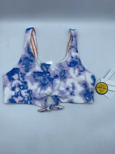 Treasure & Bond, Girls Tie Dye Stripe Reversible Bikini Top, Purple/Blue, Sz: 14 - Picture 1 of 6