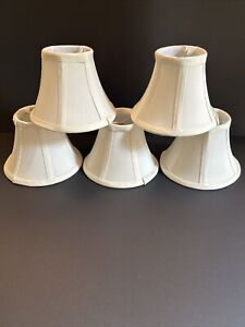 5 Cream Large Mini Fabric Chandelier Lamp Shades Sconce Bell Clip On Traditional