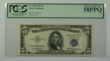 1953 $5 Bill Silver Certificate Note Currency PCGS 58PPQ Fr. 1655 (B)