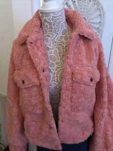 Free People Women's Teddy Sherpa Faux Fur  Jacket Melon Size Small - Picture 1 of 4