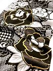 u029-c_Unused Japanese Kimono Fabric_Silk,Black,White,Gold,Rose,Yuzen,98cm