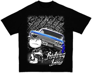 Cholo Brown Riding Low Impala Mens ShortSleeve Low Rider T-Shirt - Picture 1 of 13