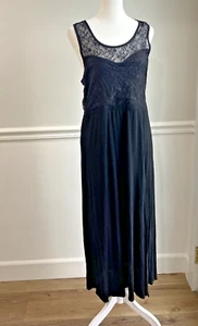 Umgee Sz L Black Lace Dress Racer Back Sheer Comfort Stretch Goth Midi Side Slit - Picture 1 of 12