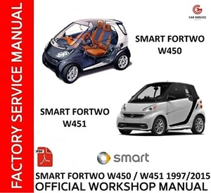 SMART W450-451 1997/2015 FORTWO MANUALE OFFICINA WORKSHOP MANUAL WIRING DIAGRAMS - Foto 1 di 7