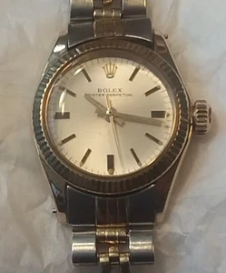 Genuine Rolex Ladies Oyster Perpetual 6619 Watch Solid 14k Gold Case, 2Tone Band - Picture 1 of 12